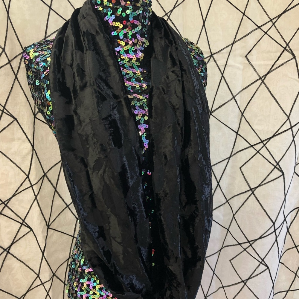 Black Velvet Knit Infinity Wrap Scarf